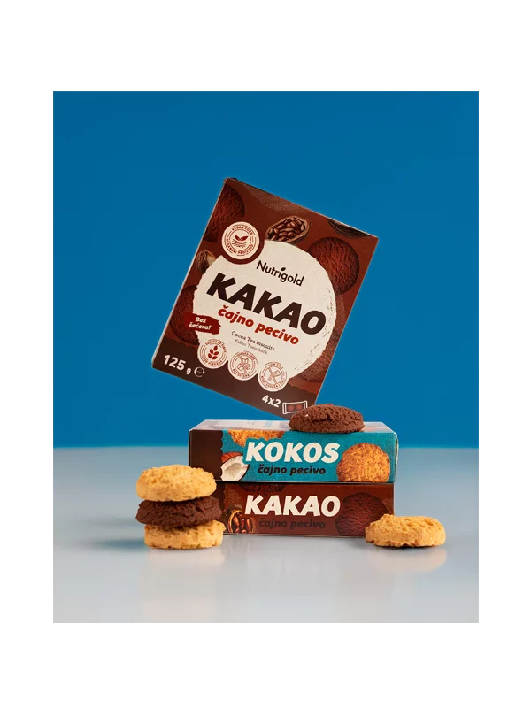 Nutrigold keksi bez šećera s kokosom u praktičnoj ambalaži od 125g