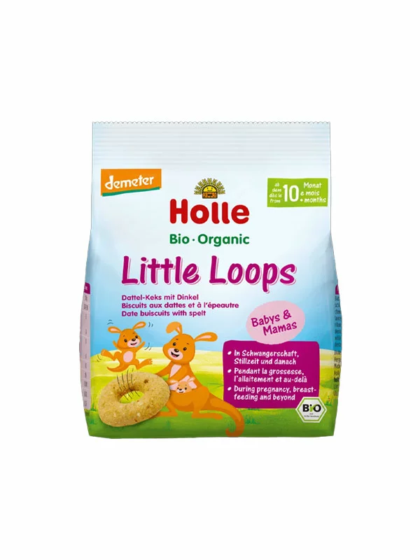 Holle organski keksi za dojenčad i djecu Datulje & Pir ''Little Loops''  u pakiranju od 80g.