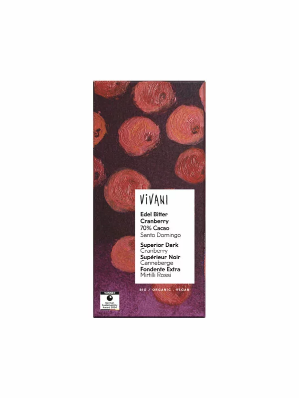 Vivani organska tamana čokolada (70%) s brusnicom u pakiranju od 80g