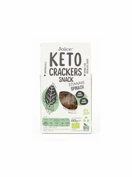 JFOODS SA organski hrskavi KETO krekeri s okusom špinata u pakiranju od