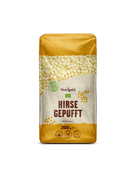 Nutrigold bio proso pops u pakiranju od 200g.