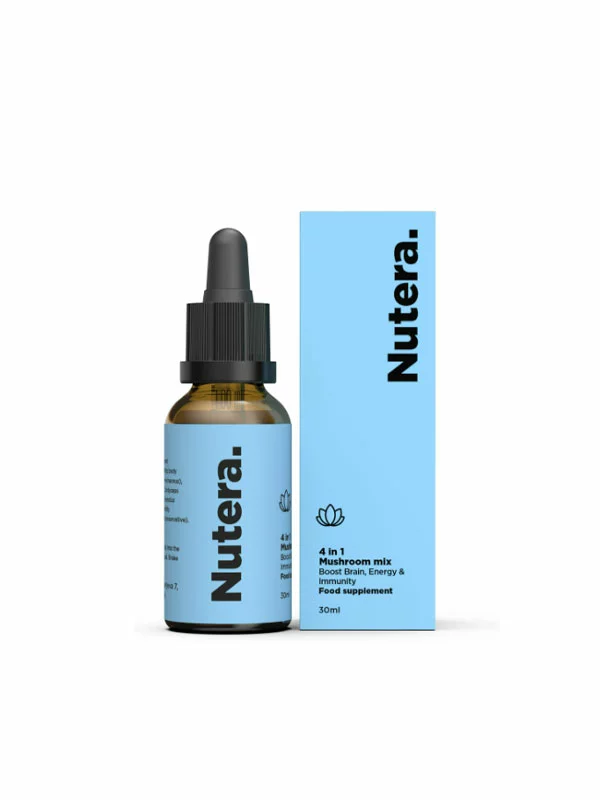 Nutera4-u-1 Mix gljiva (Reishi, Cordyceps, Chaga i Lavlja griva) u pakiranju od 30 ml.