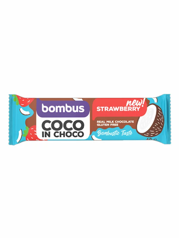 Bombus Coco in Choco pločica s liofiliziranom jagodom u pakiranju od 40g.