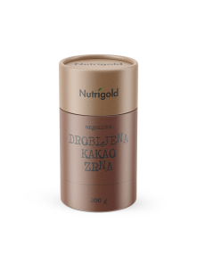 Organska kakao drobljena zrna u smeđoj, kartonskoj ambalaži od 200g