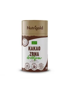 Organska kakao drobljena zrna u smeđoj, kartonskoj ambalaži od 200g