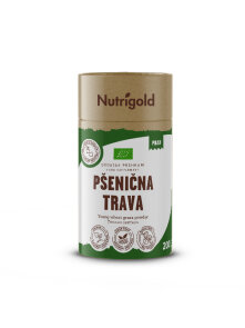 Nutrigold pšenična trava u prahu dolazi u kartonskom, zelenom pakiranju od 200g.