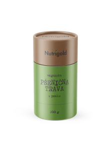 Nutrigold pšenična trava u prahu dolazi u kartonskom, zelenom pakiranju od 200g.