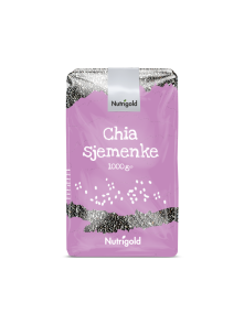 Chia sjemenke Nutrigold u prozirnoj ambalaži od 1000 grama