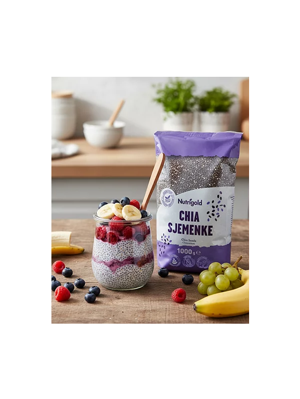 Nutrigold Chia sjemenke u prozirnoj ambalaži od 1000 grama