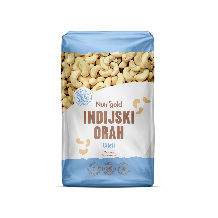 Nutrigold Indijski oraščić u prozirnoj plastičnoj ambalaži 1kg