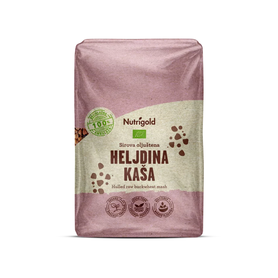 Nutrigold heljdina kaša sirovau prozirnoj plastičnoj ambalaži 500g