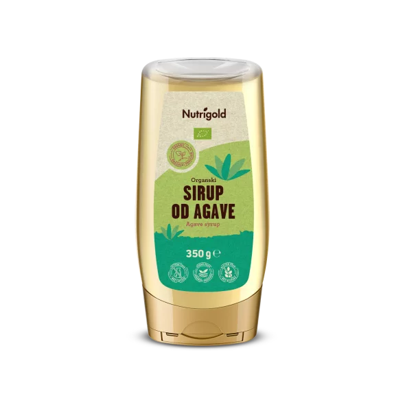 Nutrigold sirup od agave u plastičnoj, prozirnoj ambalaži od 350g.
