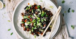 Teriyaki patlidžan s rižom