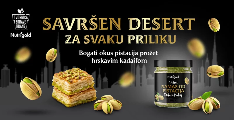 Nutrigold Dubai namaz od pistacija s hrskavim kadaifom u staklenoj teglici